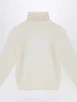 Il Gufo Kids' Ivory Turtleneck Sweater In Wool In White