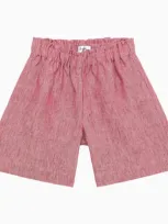 Il Gufo Kids' Pink Linen Bermuda Shorts In Red