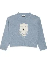 Il Gufo Kids' Polar Bear Sweater In Blue