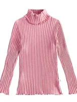 Il Gufo Kids' Ribbed-knit Cotton-blend Jersey Top In Pink