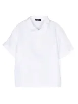 Il Gufo Babies' Short-sleeve Linen Polo Shirt In White