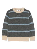 Il Gufo Babies' Striped Sweater In Grey