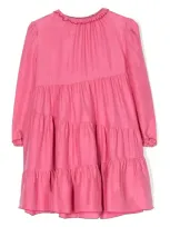 Il Gufo Kids' Tiered Dress In 360 Pink