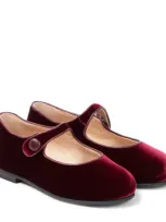 Il Gufo Kids' Velvet Mary Jane Flats In Red