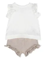 Il Gufo Kids' Set Shorts Con Fiocco In White