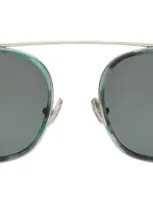 Illesteva Mykonos Ace Sunglasses In Dark Ice/silver / Olive Flat