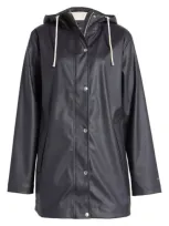 Ilse Jacobsen Hooded Waterproof Rain Jacket In Dark Indigo