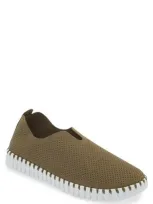 Ilse Jacobsen Tulip Perforated Sneaker In Deep Olive