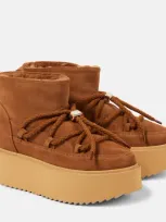 Inuikii Shearling-lining Suede Platform Boots In Brown