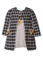 Iris & Ivy Kids' Tutu Dress & Bouclé Coat Set In Black/white