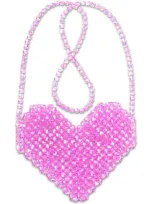 Iscream Kids' Beaded Heart Crossbody Bag In Pink/purple