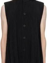 Issey Miyake Black Tucked Vest In 15-black