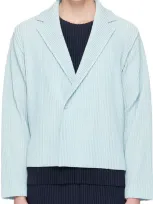 Issey Miyake Blue Tailored Pleats 2 Blazer In 71-light Blue