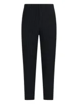 Issey Miyake Homme Plissé  Pleated Tapered Leg Pants In Black