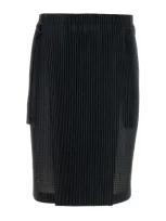 Issey Miyake Homme Plissé  Straight Hem Wrap Midi Skirt In Black