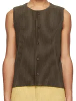 Issey Miyake Khaki Tailored Pleats 1 Vest In 66-dark Khaki