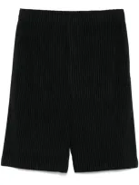 Issey Miyake Plissé-effect Tailored Shorts In Black