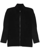 Issey Miyake Pleated Cardigan In Black