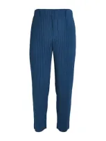 Issey Miyake Pleated Straight Trousers In Blue