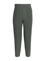 Issey Miyake Pleated Straight Trousers In Green