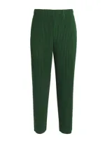 Issey Miyake Pleated Straight Trousers In Green