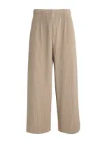 Issey Miyake Pleated Wide-leg Trousers In Beige