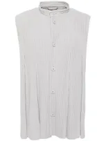 Issey Miyake Tucked Pleated Vest In Grey