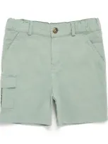 J & Josh Kids' Linen-cotton Drawstring Shorts In Green