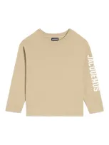 Jacquemus L'enfant Kids' Logo-print Long-sleeve T-shirt In Neutrals