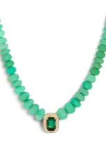 Jacquie Aiche Yellow Gold And Tourmaline Beaded Necklace In Green