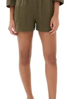 Jenni Kayne Linen Logan Shorts Dark Moss