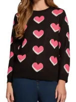 Jones New York Heart Crewneck Sweater In Jones Black Multi