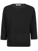 Kangra Three Quarters Sleeved Crewneck Knitted Jumper In Black