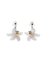 Kate Spade Gold-tone Cubic Zirconia Color Flower Statement Earrings In White