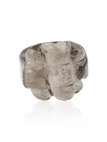 Keane Quilted Glass Ring In Grey