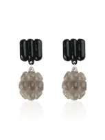 Keane Triple Bar Glass Drop Earrings In Black