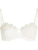 Kiki De Montparnasse Chouchou Floral-appliqué Balconette Bra In White