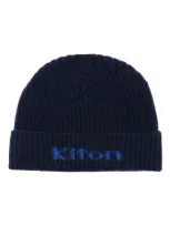 Kiton Logo-intarsia Beanie In Blue