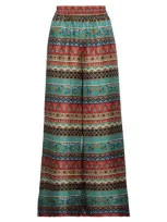 La Doublej Printed Silk Palazzo Pants In Red