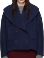 Lanvin Navy Cocoon Peacoat In Midnight Blue