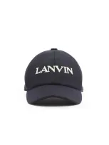 Lanvin Embroidered-logo Felt Cap In Navy Blue