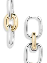 Luv Aj Two-tone Link Drop Huggie Hoop Earrings In Silver