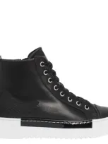 Marte Angels Black Leather Black Wing High Top Trainers In Black Patent