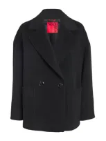 Max & Co Virgin Wool Pea Coat In Black