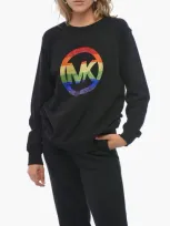 Michael Kors Unisex Printed Sweatshirt With Rhinestoned Detail In Black