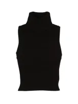 Michael Michael Kors Sleeveless Turtleneck Cropped Top In Black