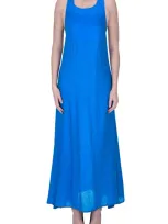 Milva Mi Linen Long Dress In Blue