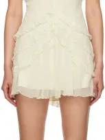 Mirror Palais Off-white Cascading Minidress In Butter