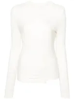 Mm6 Maison Margiela Asymmetric Virgin Wool Blend Jumper In White