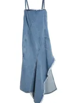 Monse Twisted Asymmetric Denim Dress In Indigo